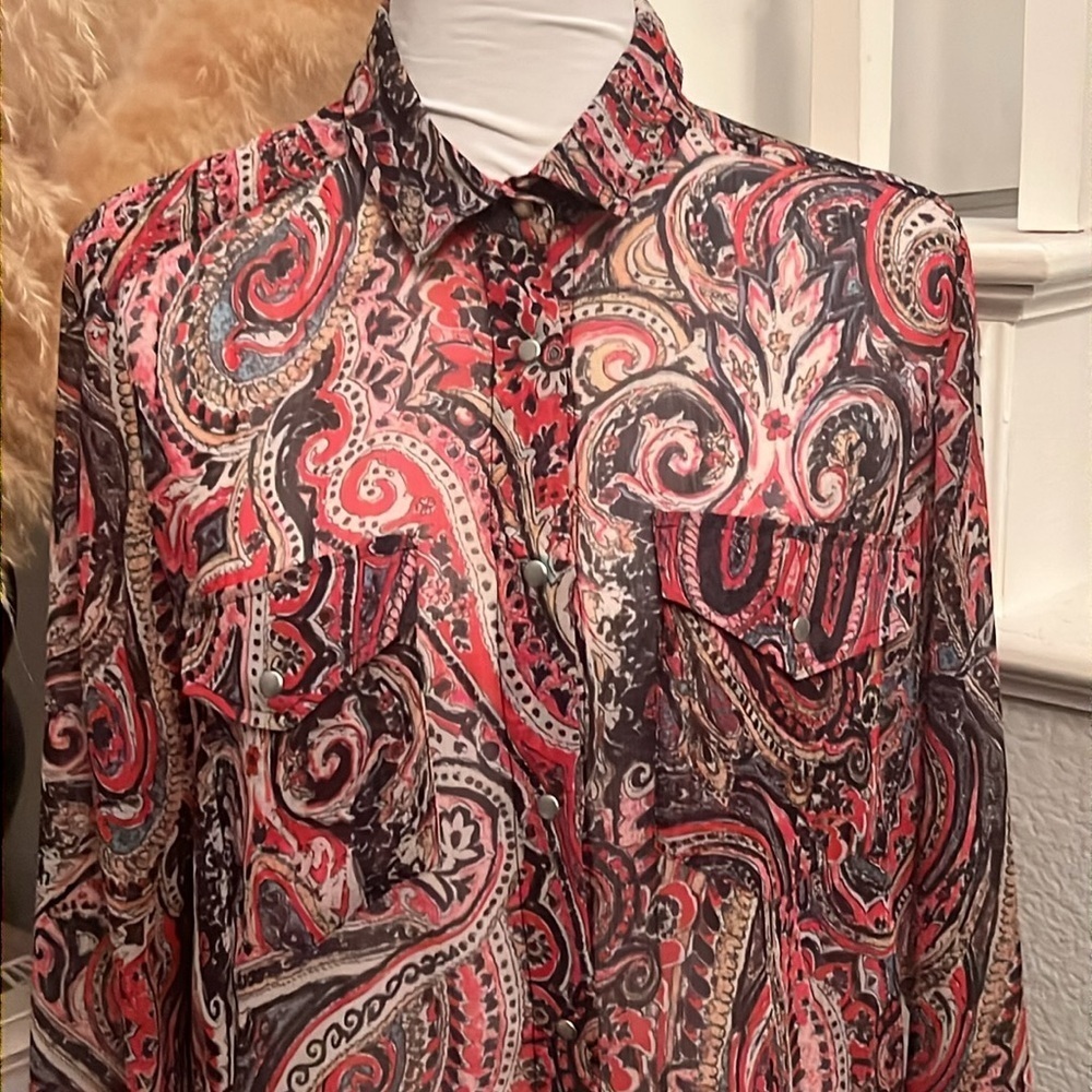 The Kooples Paisley Print Sheer Long Sleeve Blouse Size XS - Picture 3 of 8